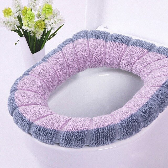 Plush Soft Toilet Seat Cover Bathroom Toilet Cushion Set Toilet Bathroom Mat Sets Warm Seat Cover Washable Two Mat Accessory Set