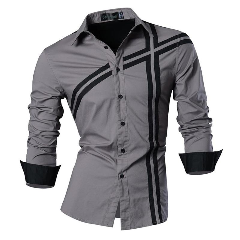 Jeansian Men's Fashion Dress Shirts Casual Long Sleeve Slim Fit Tatoo Stylish Z030