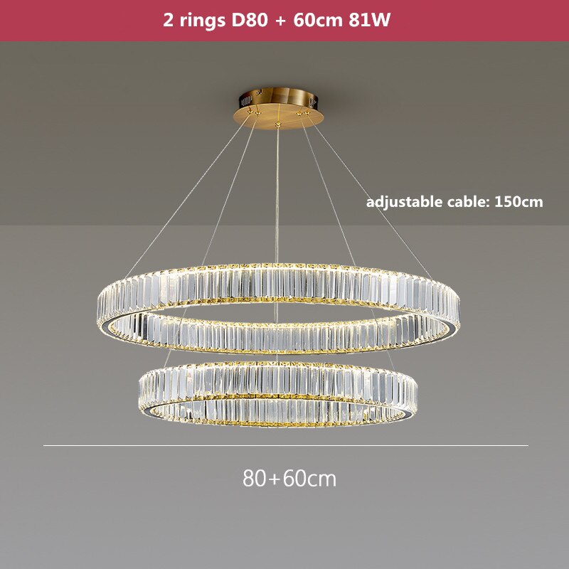 Modern Chrome Gold Steel Led Chandelier Villa Stairs Dimmable Circle Chandelier Lighting Foyer Hanging Chandelier Lamp Fixtures