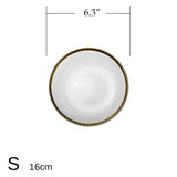 Glass Plate with Gold Inlay Edge Food Serving Plate Fruit Dessert Cake Salad Tray Meal Pasta Storage Container Dish Tableware