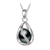 FENASY Natural Freshwater Pearl Pendant Cage Necklace Fashion 925 Sterling Silver Boho Statement Necklace Pearl Jewelry