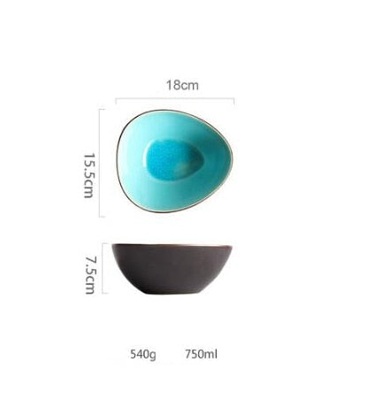 Ice Cracking Glaze Ceramic Tableware Household Dishes Rice Bowls Steamed Fish Dishes Porcelain Blue Dinner Plates