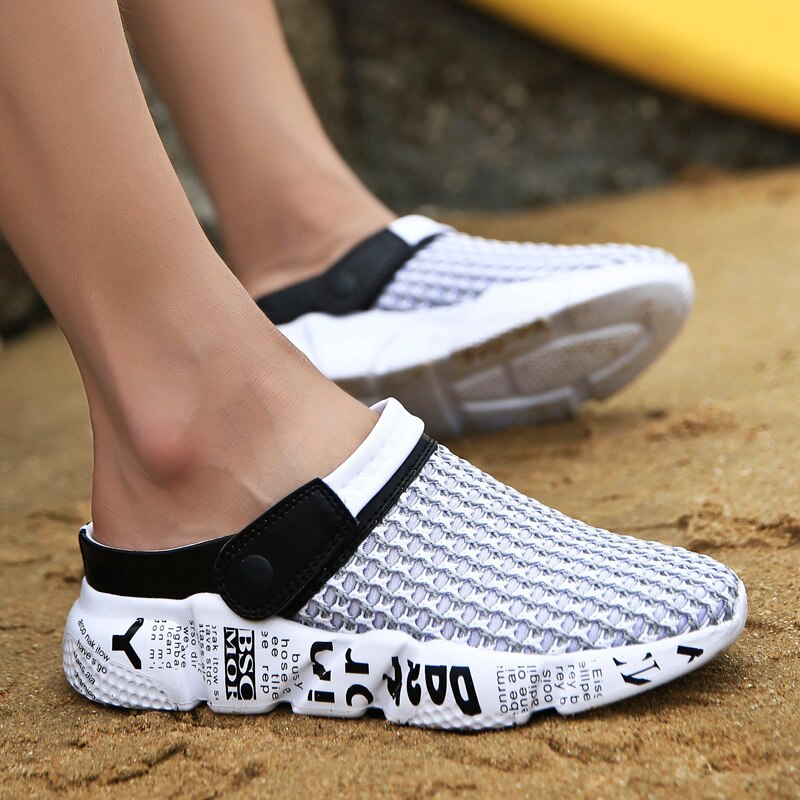 Fashion Sneakers Without Laces Man Handmade Beach Men's Summer Shoes Big Size Mesh Sneakers Light Shoes 2021 Outdoor Flats A-032