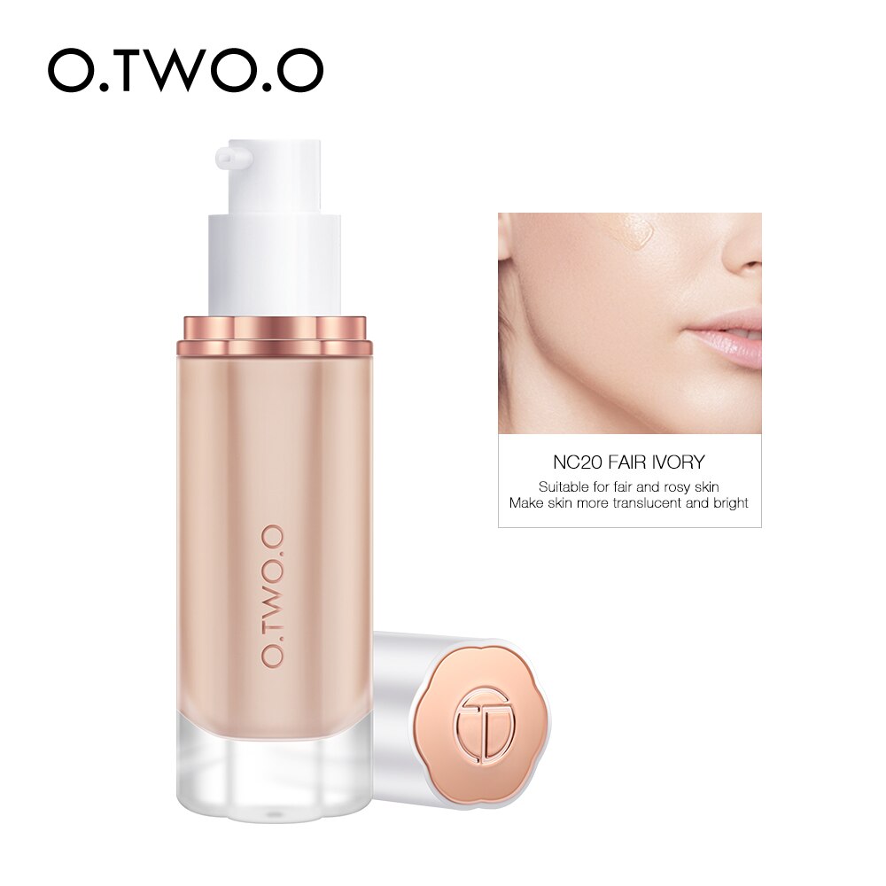 O.TWO.O Black Foundation Matte Cosmetics For Face Concealer Full Covering Moist Liquid Foundation Natural Whiten Makeup Base