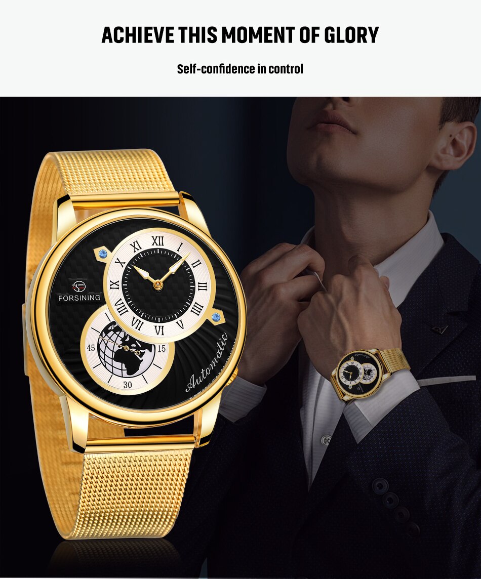 New FORSINING FSG8201 Men's Watch Waterproof Mechanical Mens Watches Leather Belt Luxury Business Automatic Watch Men Wristwatch