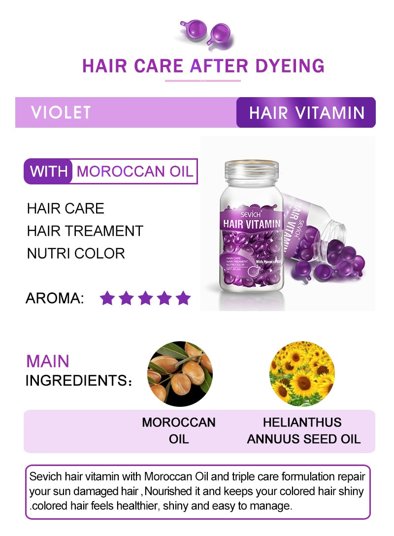 Hair Vitamin Keratin Complex Oil Hair Care Silky Hair Mask Repair Damaged Hair Capsule Serum Repair Hair Moroccan Treatment Oil