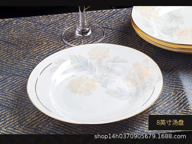 Dinning Table Plate Sets Food Ceramic Luxury Salad Porcelain Plates Dinner Sets Serving Aparelho De Jantar Dinnerware