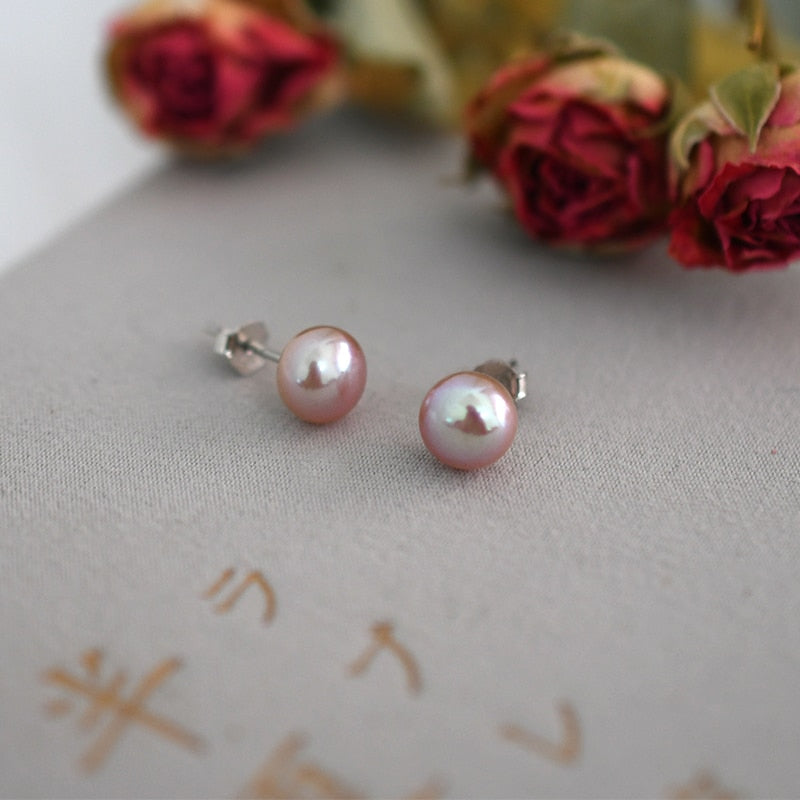 ASHIQI Natural Freshwater Pearl Stud Earrings 2021 Trendy for Women Real 925 Sterling Silver Jewelry Gift Wholesale