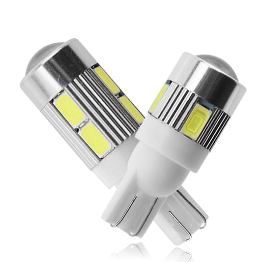 1x Car T10 LED Bulb 6 SMD 12V White 6500K W5W LED Signal Light 10 SMD Auto Interior Wedge Side License Plate Lamps 5W5 194 168