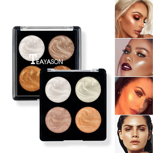 Blue ZOO 4 Colors Highlighter Powder Bronzing Powder Brighten Skin Shimmer Concealer Highlight Powder Palette