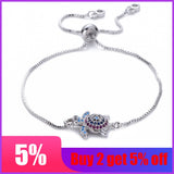 Women's gold rainbow turtle bracelets bangles jewelry cz zircon femme snake chain adjustable bracelet Fashion accessory
