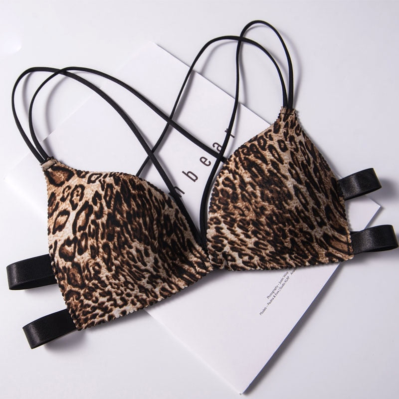 Fashion Floral Print Bra Front Buckle Underwear Seamless Cross Back Women Push Up Bras