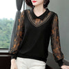 Women Spring Autumn Style Mesh Lace Blouses Shirts Lady Casual Long Sleeve Peter Pan Collar Patchwork Blusas Tops ZZ0656