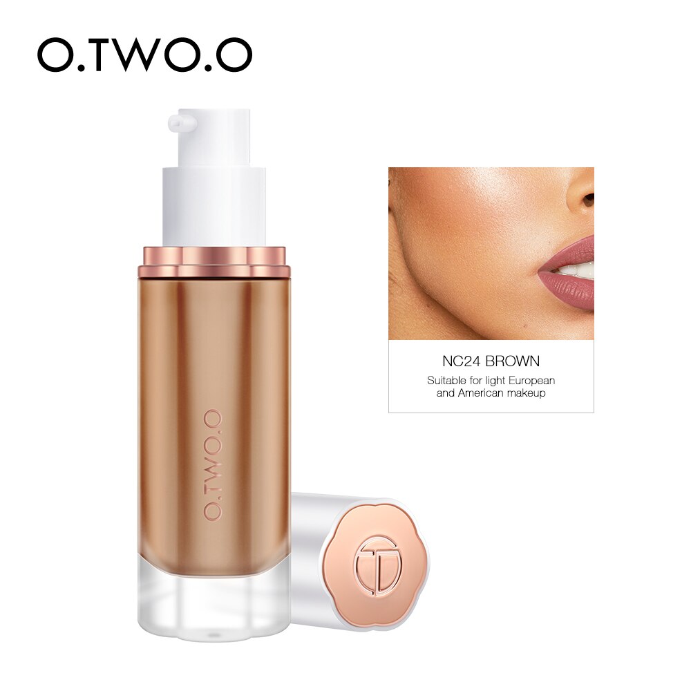 O.TWO.O Black Foundation Matte Cosmetics For Face Concealer Full Covering Moist Liquid Foundation Natural Whiten Makeup Base