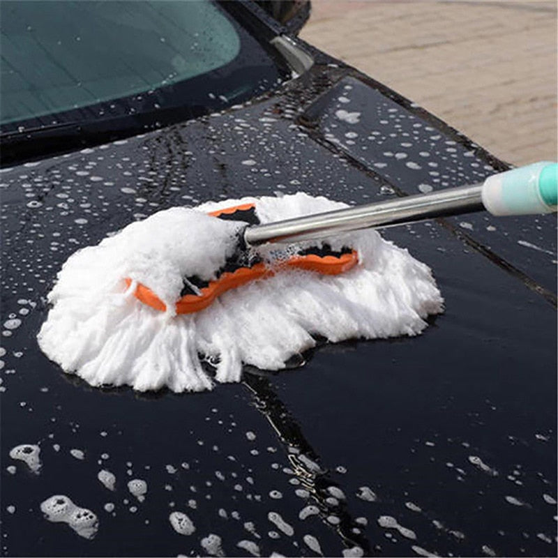 Easy Microfiber Spinning Floor Cleaning Mop Head Milk Silk Car Wash Brush Long Handle Wax Water Brush Car Cleaning Tool