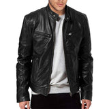2021 Mens Fashion Leather Jacket Slim Fit Stand Collar PU Jacket Male Anti-wind Motorcycle Lapel Diagonal Zipper Jackets Men 5XL