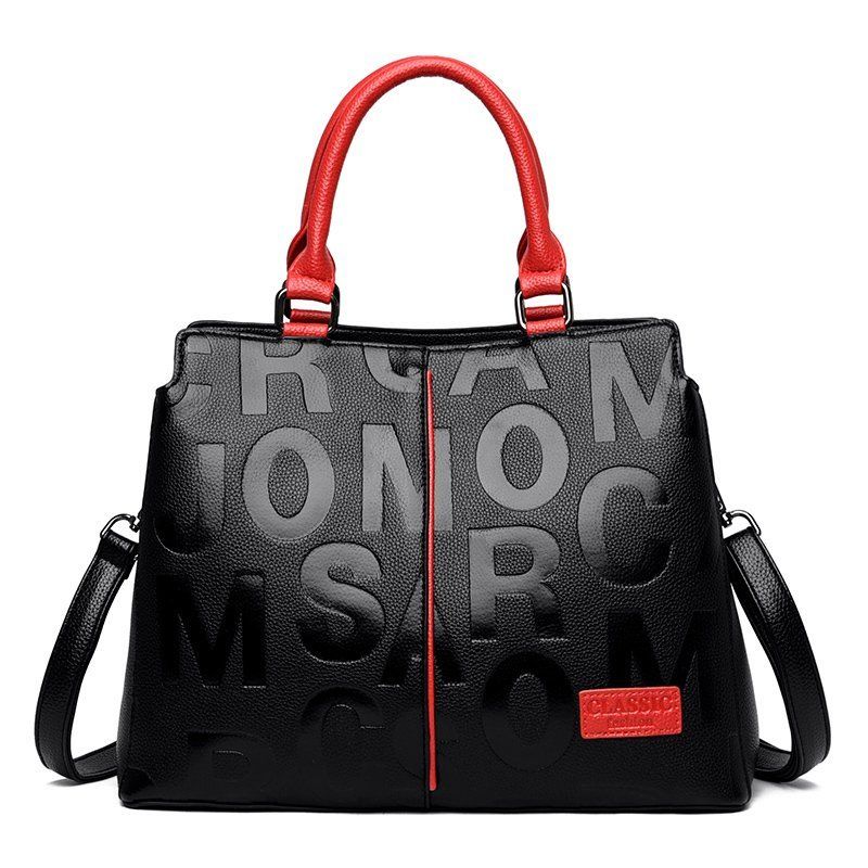 Letter Printing Luxury Women Designer Handbags Large Capacity Tote Bag High Quality PU Leather Shoulder Crossbody Bag Black Bag