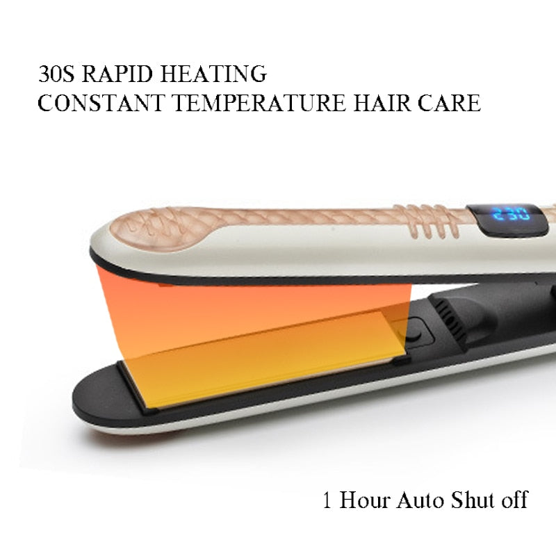 Professional Hair Straightener Curler Ceramic Plate LED Display Flat Iron Fast Heat 2 IN 1 Hair Straightening Iron Styling Tools