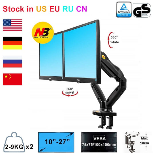 NB North Bayou F160 Full Motion Dual Arms Two Computer Monitor Desk Mount Stand for 17"-30" Swivel LCD Monitor Arm Support 2-9KG