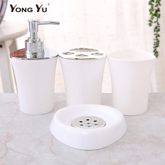 4Pcs/Set Bathroom Accessories Plastic Soap Dispenser Dish Toothbrush Holder Mouth Cup Home Decoration