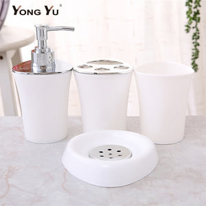 4Pcs/Set Bathroom Accessories Plastic Soap Dispenser Dish Toothbrush Holder Mouth Cup Home Decoration