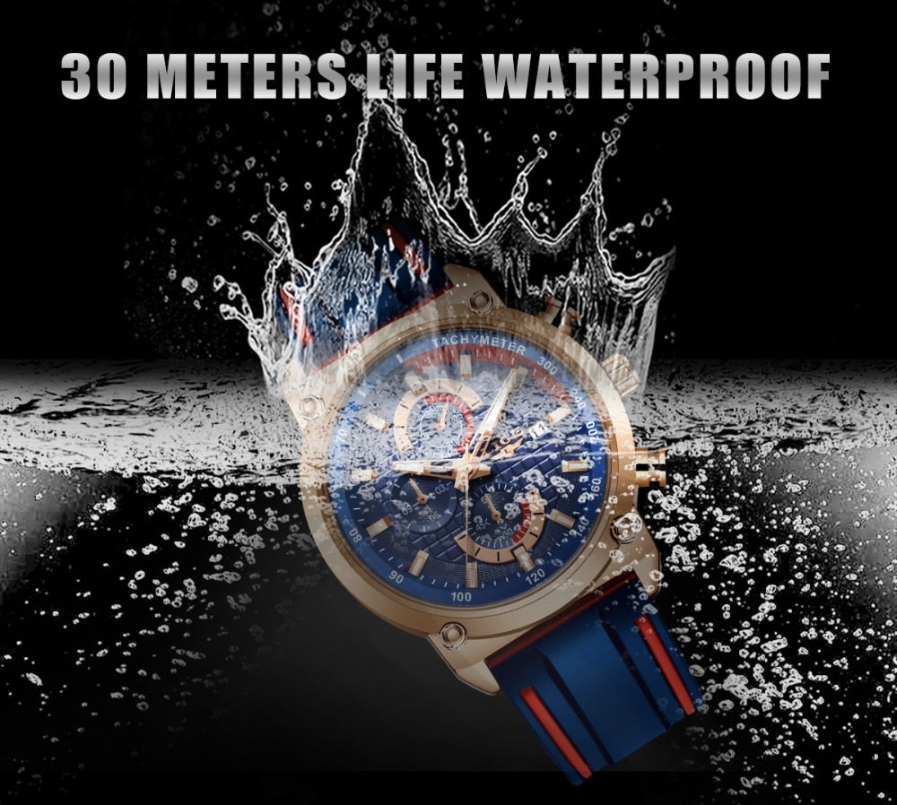 2022 LIGE New Mens Watches Top Brand Luxury Dial Clock Male Fashion Silicone Waterproof Quartz Gold Watch Men Sport Chronograph