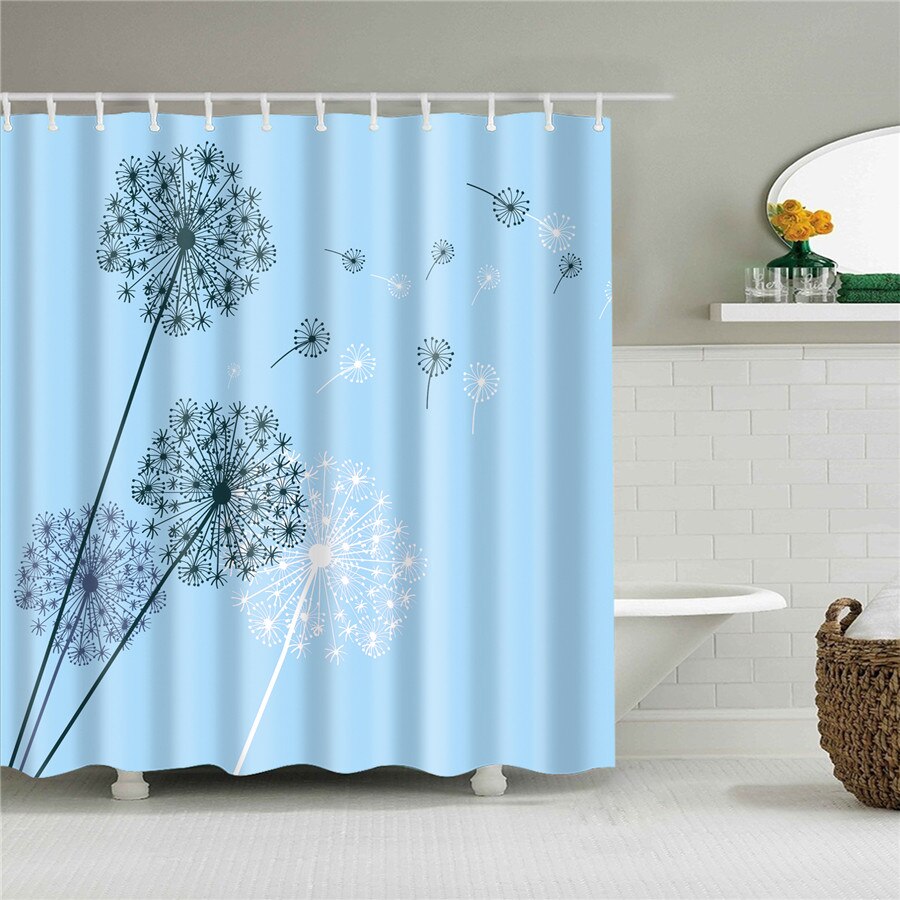 Flower Dandelion Red Rose Small Fresh Shower Curtains Bathroom Curtain Frabic Waterproof Polyester Bathroom Curtain with Hooks