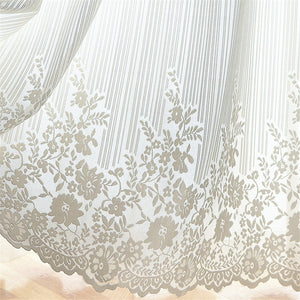 European White lace tulle Curtains sheer for living room bedroom window luxury floral curtain drapes