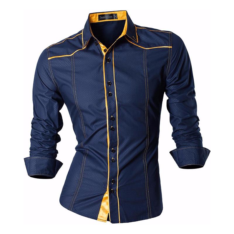 Jeansian Men's Fashion Dress Shirts Casual Long Sleeve Slim Fit Tatoo Stylish Z030