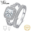 JewelryPalace Vintage Wedding Band Engagement Ring Set Cubic Zirconia Sumulated Diamond Princess 925 Sterling Silver Ring Women