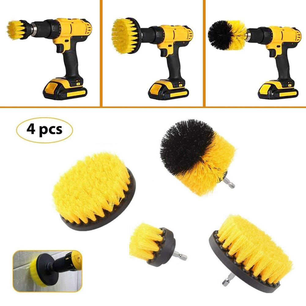 Car Wash Detailing Brush Power Drill Cleaning Scrubbing Brush Set Floors Cleaner Nylon Bristles Carpet Tile Scrubber Kit