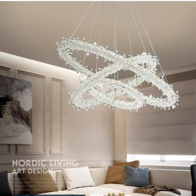 Nordic Cololful Snow Flower Chandeliers Ice Flower Crystal Chandelier Luxury Lighting Living Room Restaurant Decoration