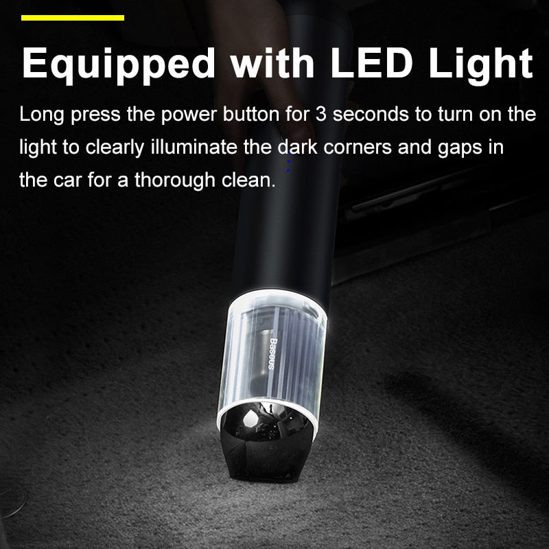 Baseus 15000Pa Car Vacuum Cleaner Wireless Mini Handheld Vacuum Cleaner w LED Light for Car Home Clean Portable Vaccum Cleaner