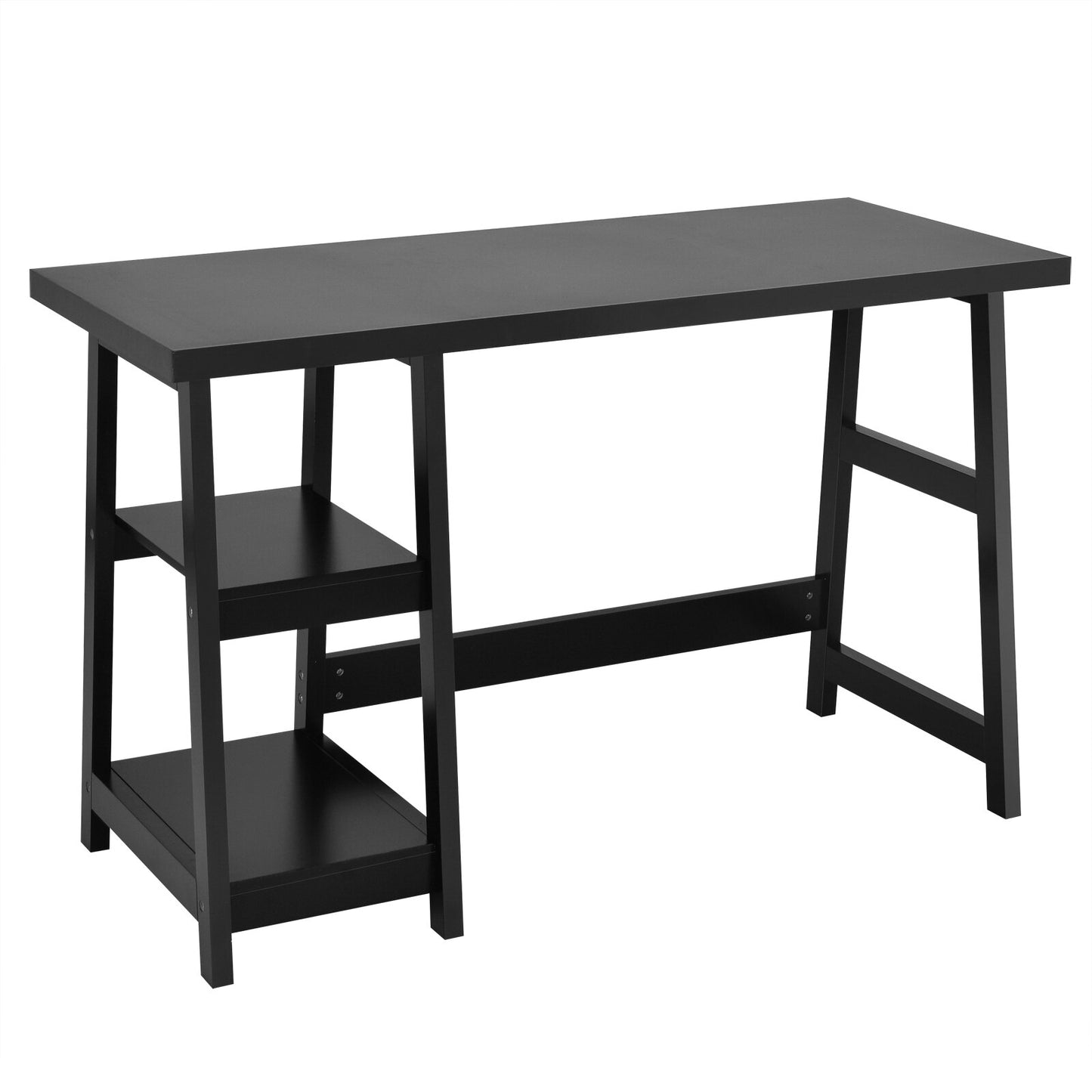 Costway Trestle Computer Desk Indoor Office Workstation w/Removable Shelf HW63370