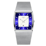 NIBOSI Mens Watches Top Brand Luxury Blue Square Quartz Watch Men Slim Waterproof Golden Male Wristwatch Men Relogio Masculino