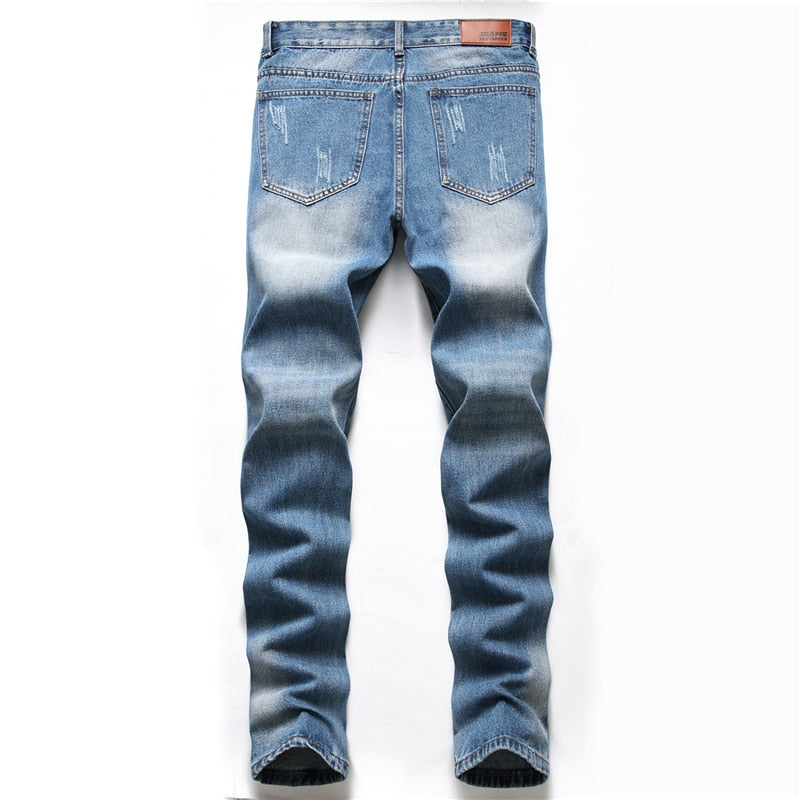 2022 Autumn New Fashion Retro Hole Jeans Men Pants Cotton Denim Trouser Male Plus Size High Quality Jeans