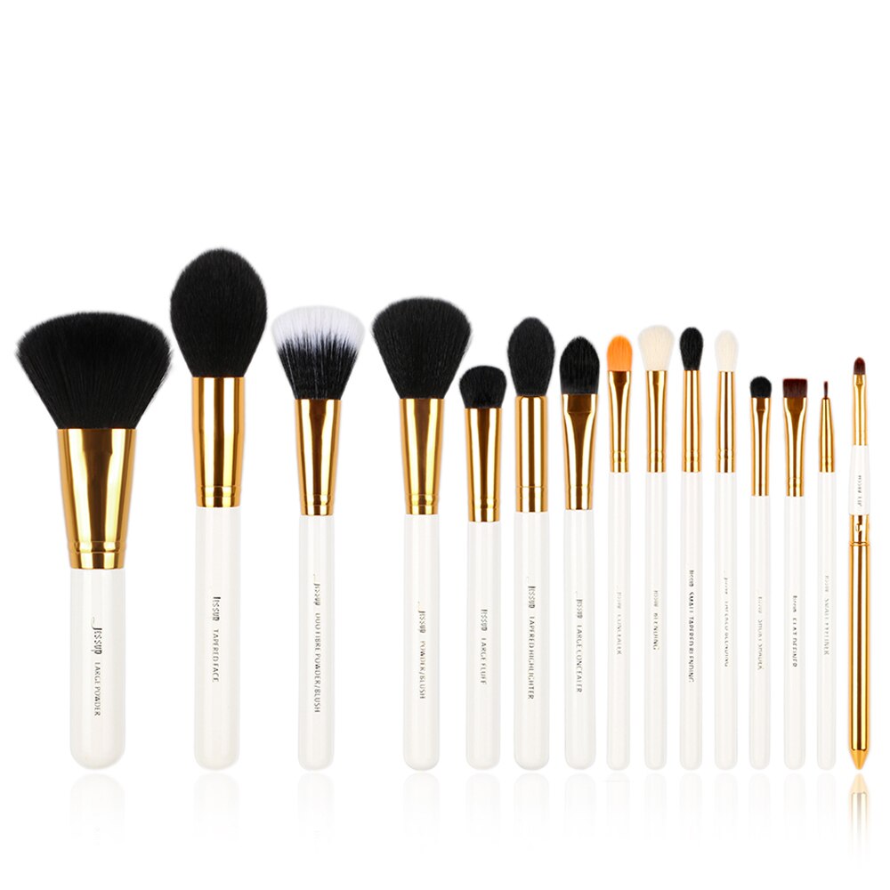 Jessup Pro 15pcs Makeup Brushes Set Black/Silver Cosmetic Make up Powder Foundation Eyeshadow Eyeliner Lip Brush Tool beauty