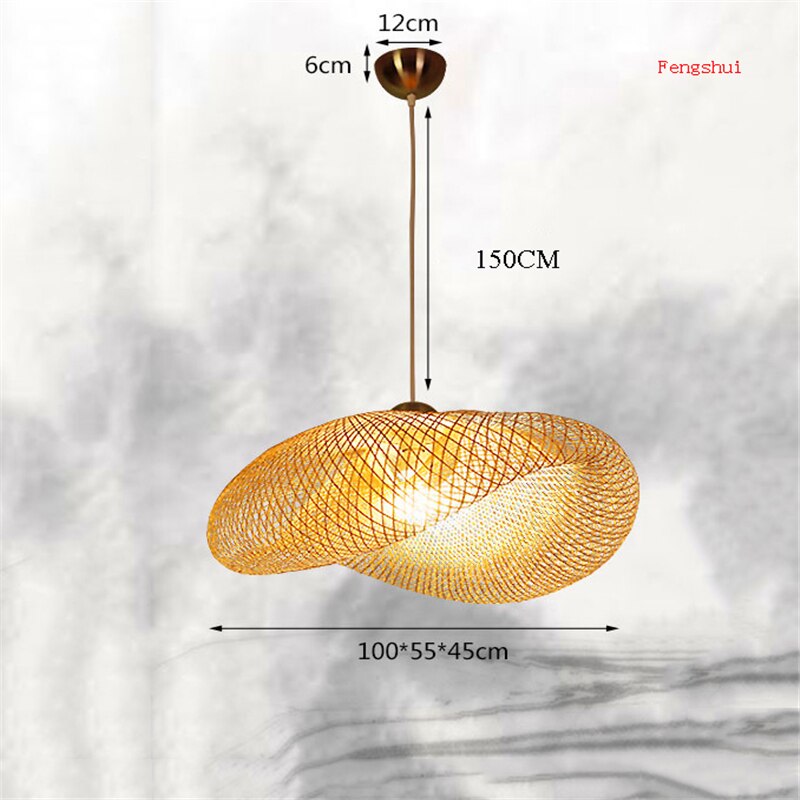 Modern Art Pendant Lights Vintage Bamboo Lamp Restaurant Rattan Pendant Lamp for Living Room Hanging Kitchen Lamp Light Fixtures