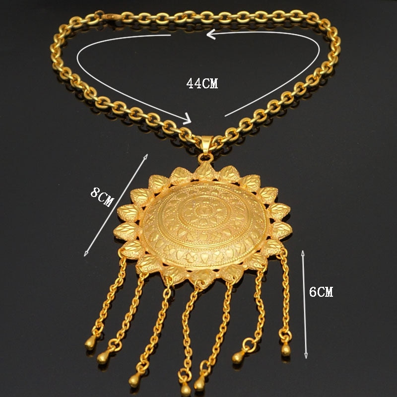 Fashion Gold Color Jewelry Sets African Bridal Big Jewelry sets Women Necklace Bracelet Earings Ring Wedding Gifts