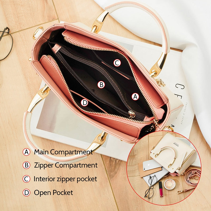 FOXER Handbag Women Purse Female Split Leather Crossbody Shoulder Bags Large Capacity Handbags Stylish Messenger Bags Chic Totes