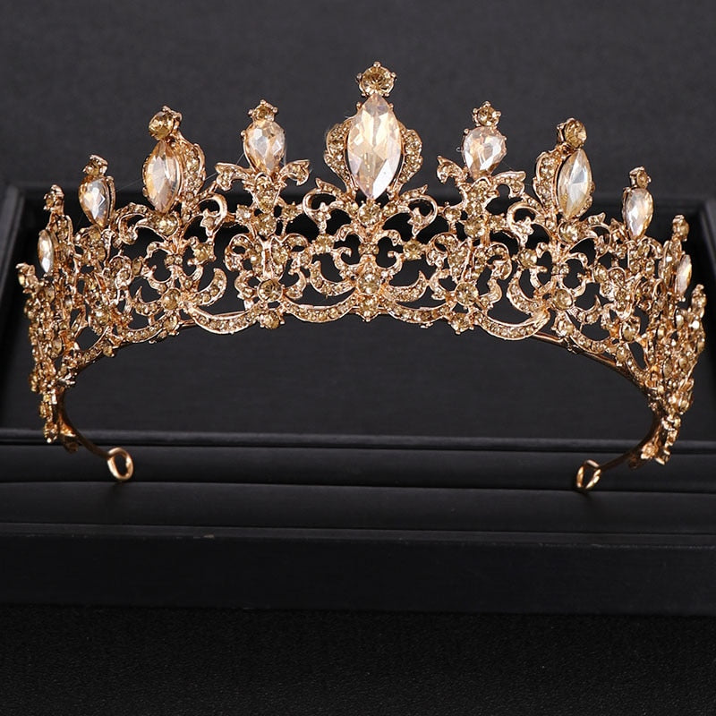 Wedding Crown Bridal Headpiece Gold Silver Color Rhinestone Crystal Diadem Queen Crown Princess Tiaras Wedding Hair Jewelry