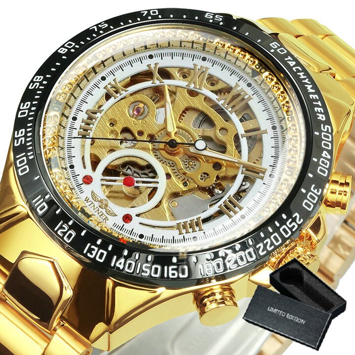 Winner Gold Skeleton Watch For Men Automatic Watches Mens 2020 Top Brand Luxury Sport Mechanical Clock Stainless Steel Relogio