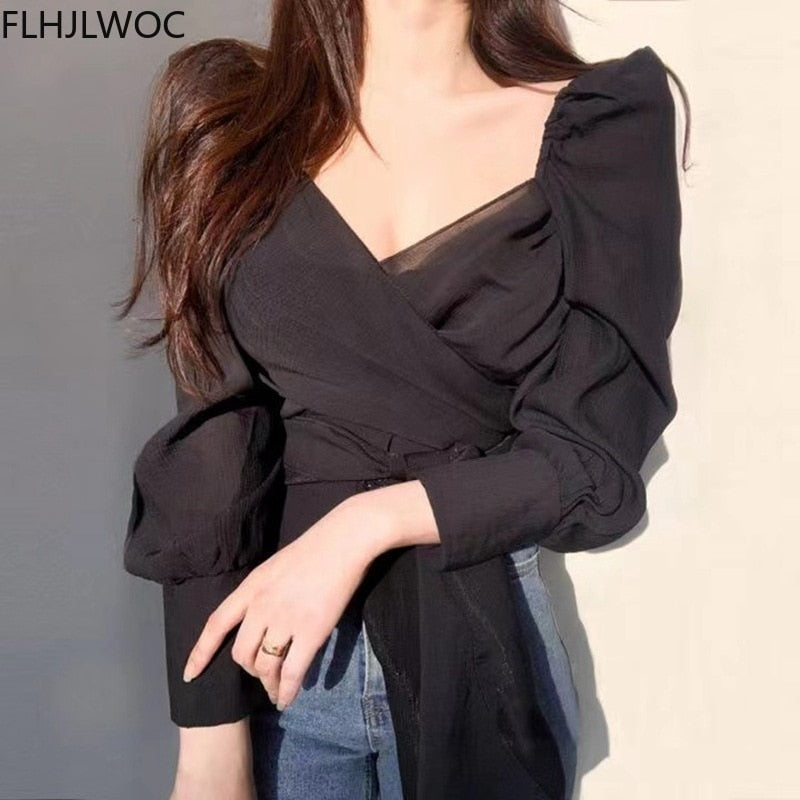 2022 Spring Autumn Basic Shirts Blouses Women Fashion Long Sleeve Elegant Office Lady Work Solid White Ruffled Chic Tops Blusas