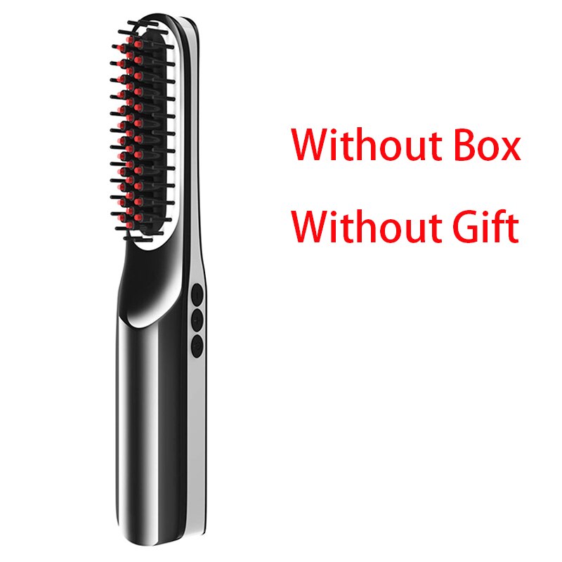 Cordless Beard Straightener Hair Comb Brush USB Rechargeable Wireless Anti Static Quick Heated Hair Straightening Styling Tools