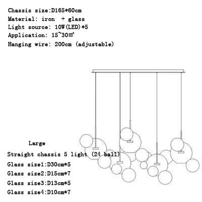 Modern minimalist clothing store bar counter ball glass chandelier restaurant staircase light creative personality spherical bub