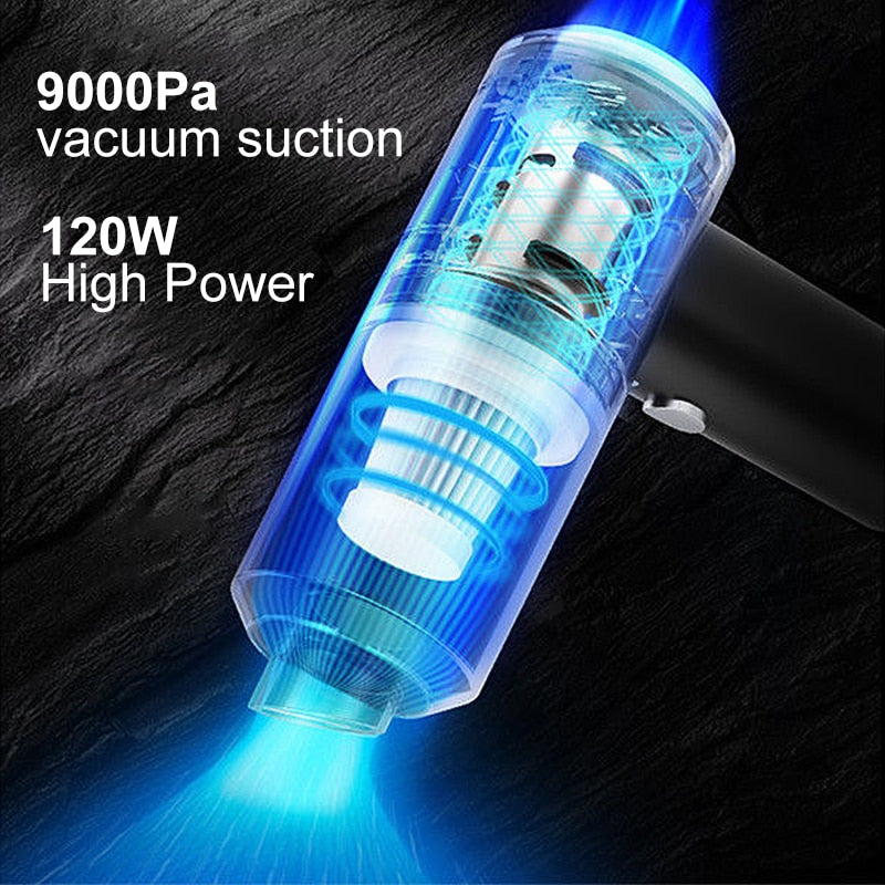 Car Vacuum Cleaner Wireless Portable Handheld auto Vacuum 9000PA120W High Suction Power Mini Vacuum AUTO Cleaning home appliance