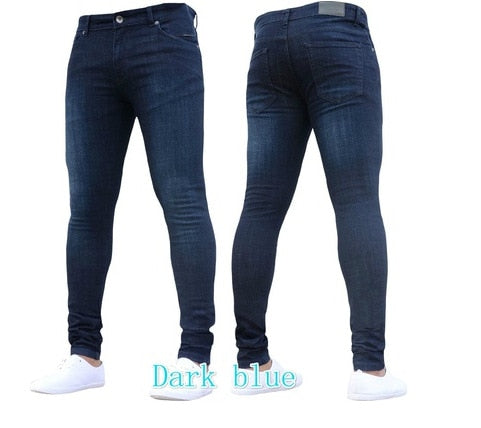 Skinny ripped jeans men Pants Pencil Biker Side Striped Jeans Destroyed Hole Hip Hop Slim Fit Man Scratched Jean Hombre Pantalon