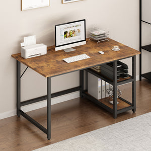 GOSKEY Modern Simple Style 47’’ Home Office Computer Study Desk with Reversible 2 Tiers Storage Shelves