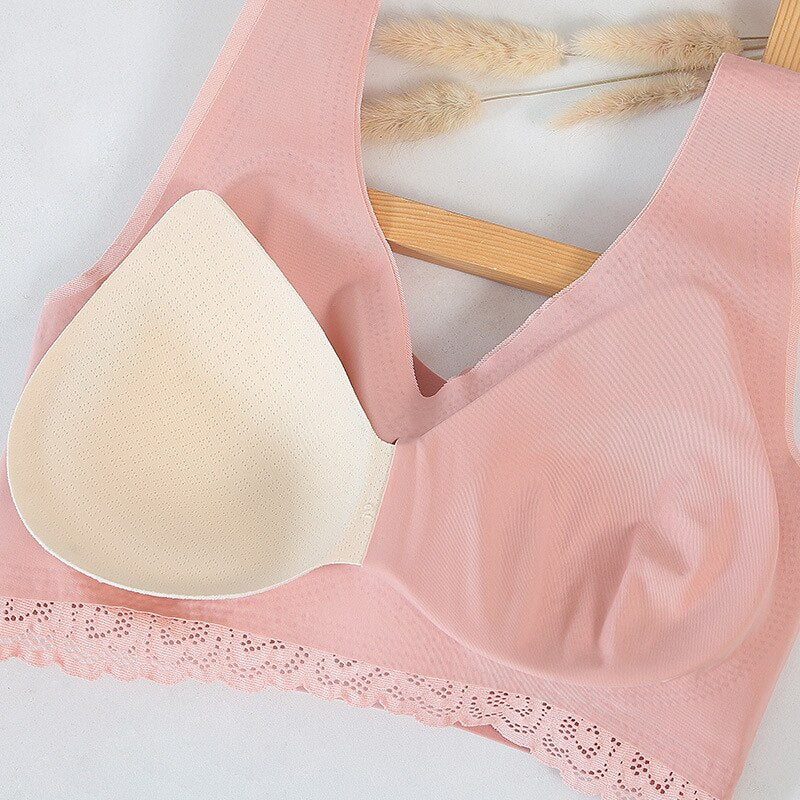 3pcs Latex Bra Seamless Bras For Women With Pad Vest Top Bra