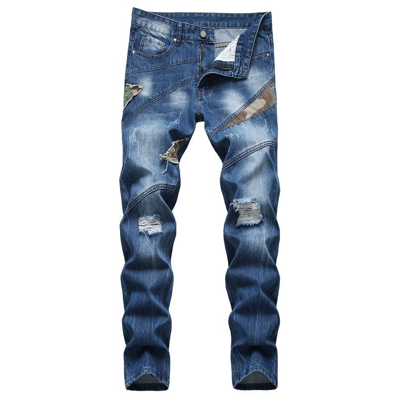 2021 New Fashion Mens Cotton Ripped Hole Jeans Casual Slim Skinny White Black Jeans Men Trousers Casual Male Hip hop Denim Pants